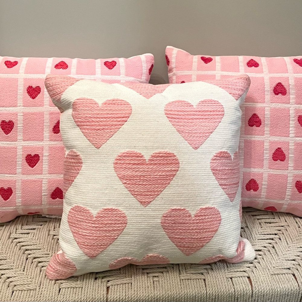 ❤️SOLD Set of 3 Threshold by Target Valentines Day Heart Throw Pillows